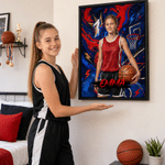 Personalised Graffiti Oil Painting Style Photo Canvas Prints with Name and Number Home Decor Ship from USA Birthday Gift for Basketball Players