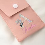 Personalized Birth Flower Mother of Pearl Design Initial Makeup Brush Bag Cosmetic Brush Set with Name Birthday Party Gift for Women