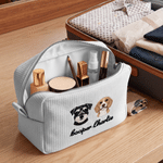 Personalized Embroidered Pet Portrait Large Capacity Waffle Cosmetic Toiletry Bag with Photo and Name Daily Use Birthday Gift for Pet Owners