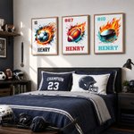 Personalised Soccer Basketball Canvas Prints with Name and Number Modern Living Room Decor Birthday Gift for Kids Teenagers