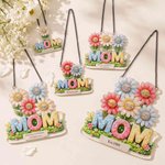 Personalized 3D-Effect Artwork 1-6 Kids’ Names & Flowers Mom Acrylic Hanging Ornament with Text Window Hanging Birthday Gift for Mom