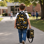 Personalized Engineering Vehicle Bulldozer Backpack Lunch Bag Pencil Case Set with Name Daily Use Back to School Gift for Kids Boys Students