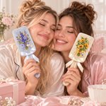Personalized Gemstone Effect Birth Flower Hair Brush with Name Daily Use Anniversary Birthday Gift for Women Girls