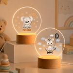 Personalised Cute Cartoon Animal Initial Balloon LED Night Light with Name and Wooden Base Room Decor Birthday Gift for Kids