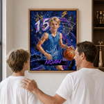 Personalised Graffiti Oil Painting Style Photo Canvas Prints with Name and Number Home Decor Ship from USA Birthday Gift for Basketball Players