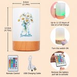 Personalised Birth Flower Dimmable Touch Control Rechargeable Night Light with Name Bedroom Decor Birthday Gift for Women Kids