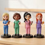 Personalised Unique 3D Photo Medical Staff Figurine with Text and Wooden Base Desk Decor Birthday Appreciation Gift for Doctor Nurse Medical Staff