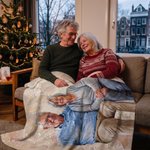 Gepersonaliseerde zachte plaid met foto in olieverfschilderstijl en naam | Woondecoratie cadeau voor verjaardag housewarming voor familie en vrienden