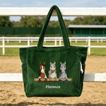 Sac fourre-tout en velours côtelé personnalisable sur le thème du cheval, grande capacité, avec prénom : un cadeau d'anniversaire indispensable pour les passionnés de chevaux