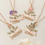 Personalised Birth Flower Book Necklace with Name Dainty Jewellery Christmas Anniversary Birthday Gift for Women