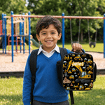 Personalized Engineering Vehicle Bulldozer Backpack Lunch Bag Pencil Case Set with Name Daily Use Back to School Gift for Kids Boys Students