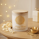 Personalised Lotus Oil Lamp Mandala Style Memorial Candle Holder with Text and LED Candle Diwali Baptism Religious Gift for Family Friends
