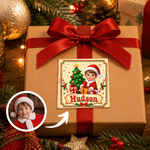 Autocollants photo personnalisés avec effet 3D représentant le Père Noël en personnage de dessin animé, avec prénom – Cadeau de Noël pour la famille et les enfants