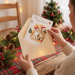 Personalised Watercolor Christmas Theme Photo Greeting Card with Name and Text Christmas Gift for Family Friends