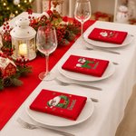 Servilleta de algodón 100 % con diseño personalizado de Papá Noel de dibujos animados con iniciales y nombre, ideal como regalo de Navidad para la familia y los amigos en las reuniones familiares