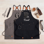 Personalized 3D-Effect Artwork Barber Theme Canvas Apron with Name and Pocket Kitchen Accessory Birthday Anniversary New Job Gift for Salon Workers