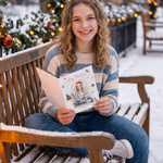 Personalised Watercolor Christmas Theme Photo Greeting Card with Name and Text Christmas Gift for Family Friends