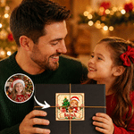 Autocollants photo personnalisés avec effet 3D représentant le Père Noël en personnage de dessin animé, avec prénom – Cadeau de Noël pour la famille et les enfants