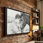 Gepersonaliseerde fotodoeken in schetsstijl met paardenliefhebber-thema en naam – Woonaccessoires, verzonden vanuit de VS – Verjaardagscadeau voor paardenliefhebbers van een paardenranch