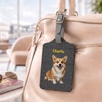 Personalised Cute Pet Portrait PU Leather Passport Holder  Luggage Tag Set with Name Travel Accessory Birthday Gift for Pet Lover