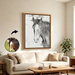 Gepersonaliseerde fotodoeken in schetsstijl met paardenliefhebber-thema en naam – Woonaccessoires, verzonden vanuit de VS – Verjaardagscadeau voor paardenliefhebbers van een paardenranch