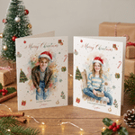 Personalised Watercolor Christmas Theme Photo Greeting Card with Name and Text Christmas Gift for Family Friends