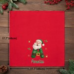 Servilleta de algodón 100 % con diseño personalizado de Papá Noel de dibujos animados con iniciales y nombre, ideal como regalo de Navidad para la familia y los amigos en las reuniones familiares