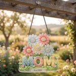 Personalized 3D-Effect Artwork 1-6 Kids’ Names & Flowers Mom Acrylic Hanging Ornament with Text Window Hanging Birthday Gift for Mom