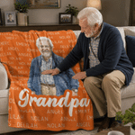 Personalized Colourful Family Photo Soft Throw Blanket with Family Member Names and Text Home Decor Wedding Birthday Gift for Families Parents