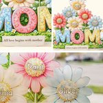 Personalized 3D-Effect Artwork 1-6 Kids’ Names & Flowers Mom Acrylic Hanging Ornament with Text Window Hanging Birthday Gift for Mom