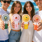 Personalised Fresh Fruit Handheld Fan with Name and Base Daily Use Outdoor Summer Travel Birthday Gift for Family Friends Kids