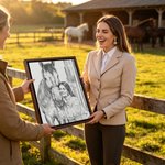 Gepersonaliseerde fotodoeken in schetsstijl met paardenliefhebber-thema en naam – Woonaccessoires, verzonden vanuit de VS – Verjaardagscadeau voor paardenliefhebbers van een paardenranch