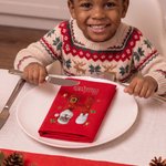 Servilleta de algodón 100 % con diseño personalizado de Papá Noel de dibujos animados con iniciales y nombre, ideal como regalo de Navidad para la familia y los amigos en las reuniones familiares