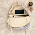 Personalized Bow-knot Grid Pattern School Backpack Lunch Bag Storage Bag 3-piece Set with Embroidered Name Back to School Birthday Gift for Girls
