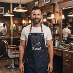 Personalized 3D-Effect Artwork Barber Theme Canvas Apron with Name and Pocket Kitchen Accessory Birthday Anniversary New Job Gift for Salon Workers