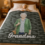 Personalized Colourful Family Photo Soft Throw Blanket with Family Member Names and Text Home Decor Wedding Birthday Gift for Families Parents