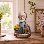 Personalisierter 3D-Optik Holzaufsteller mit Cartoon-Gärtner nach Foto & Wunschtext | Erntedankfest & Dankeschön Geschenk für Gärtner & Gartenfreund