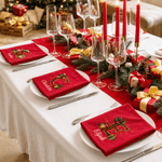 Personalized Plaid Christmas Hat Initial 100% Cotton Red Christmas Napkin with Name Table Decor Christmas Gift for Family Friends