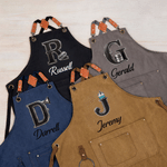 Personalized 3D-Effect Artwork Barber Theme Canvas Apron with Name and Pocket Kitchen Accessory Birthday Anniversary New Job Gift for Salon Workers