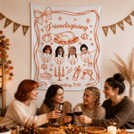 Personalised 2-20 Face Photos Turkey Pumpkin Banner with Title and Text Party Backdrop Decor Thanksgiving Day Friendsgiving Gift for Family Friends