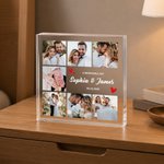 Personalized 7 Photos Transparent Square Acrylic Plaque with Name Anniversary Birthday Gift for Husband Wife