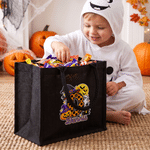 Personalized Halloween Theme Initial Large Capacity Jute Tote Bag with Name Halloween Party Gift for Family Friends Kids