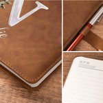 Carnet A5 personnalisé en cuir PU avec motif « fleur de naissance » et effet nacré, nom gravé, stylo et coffret cadeau : cadeau d'anniversaire de remerciement pour les enseignants et les collègues
