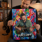 Personalised Graffiti Oil Painting Style Acoustic Electric Guitar Photo Canvas Prints with Name Home Decor Birthday Gift for Friends
