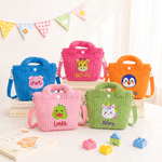 Personalized Colourful Embroidered Fantasy Unicorn Dinosaur Corduroy Crossbody Handbag with Name Birthday Gift for Kids Girls
