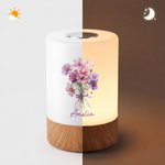 Personalised Birth Flower Dimmable Touch Control Rechargeable Night Light with Name Bedroom Decor Birthday Gift for Women Kids