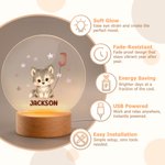 Personalised Cute Cartoon Animal Initial Balloon LED Night Light with Name and Wooden Base Room Decor Birthday Gift for Kids