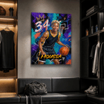 Personalised Graffiti Oil Painting Style Photo Canvas Prints with Name and Number Home Decor Ship from USA Birthday Gift for Basketball Players
