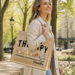 Personalized Classic Winnie the Pooh Occupational Therapy Large Capacity Jute Tote Bag with Name and Text Birthday Gift for Occupational Therapists