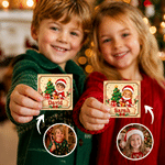 Autocollants photo personnalisés avec effet 3D représentant le Père Noël en personnage de dessin animé, avec prénom – Cadeau de Noël pour la famille et les enfants